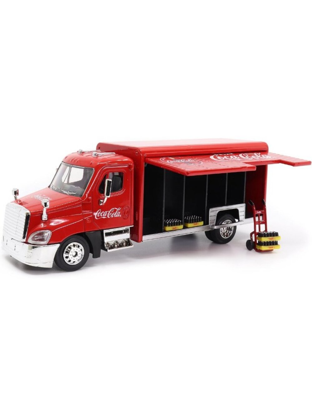Vintage Beverage Delivery Truck with Sliding Doors, Handcart & Bottle Cases
